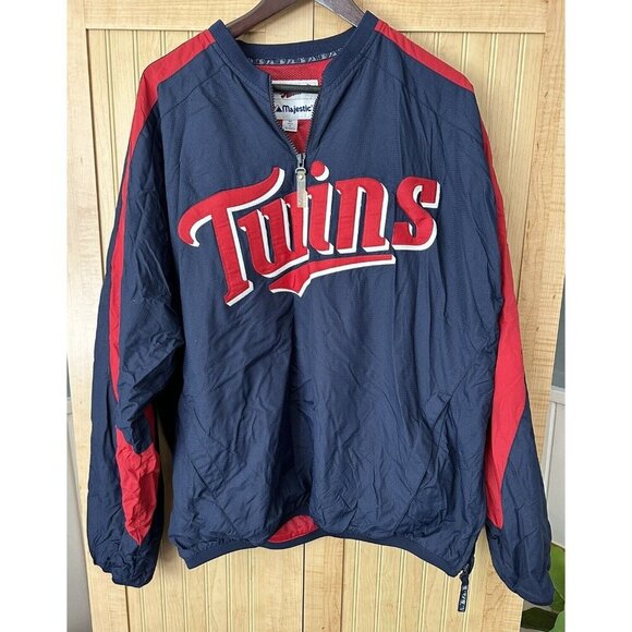 Majestic Minnesota Twins Jacket Navy Blue 1/4 Zip Pullover XL Men Vintage MLB - Picture 7 of 7